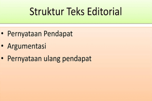 Sebutkan struktur teks editorial