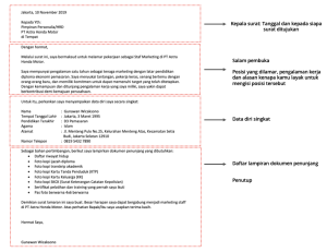 Sebutkan sistematika surat lamaran pekerjaan